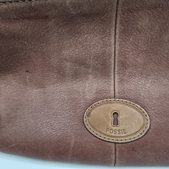Fossil Morgan Zip Top Crossbody Messenger Shoulder Bag Brown Pebble Leather - Picture 4 of 14